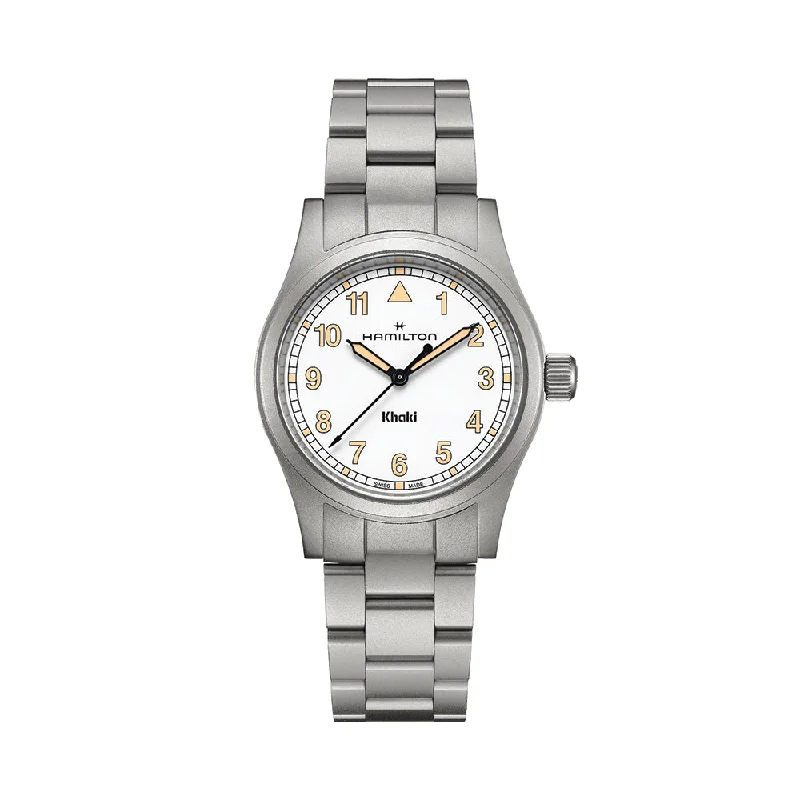 men's pilot watches with chronograph design -Khaki Field Quartz 38mm - White on Bracelet