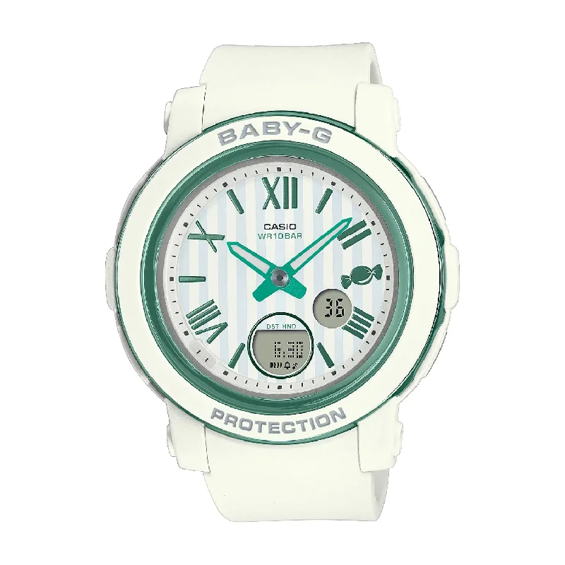 women's Casio with metal straps -CASIO BABY-G BGA-290SW-7ADR STANDARD ANALOG-DIGITAL WHITE WATCH