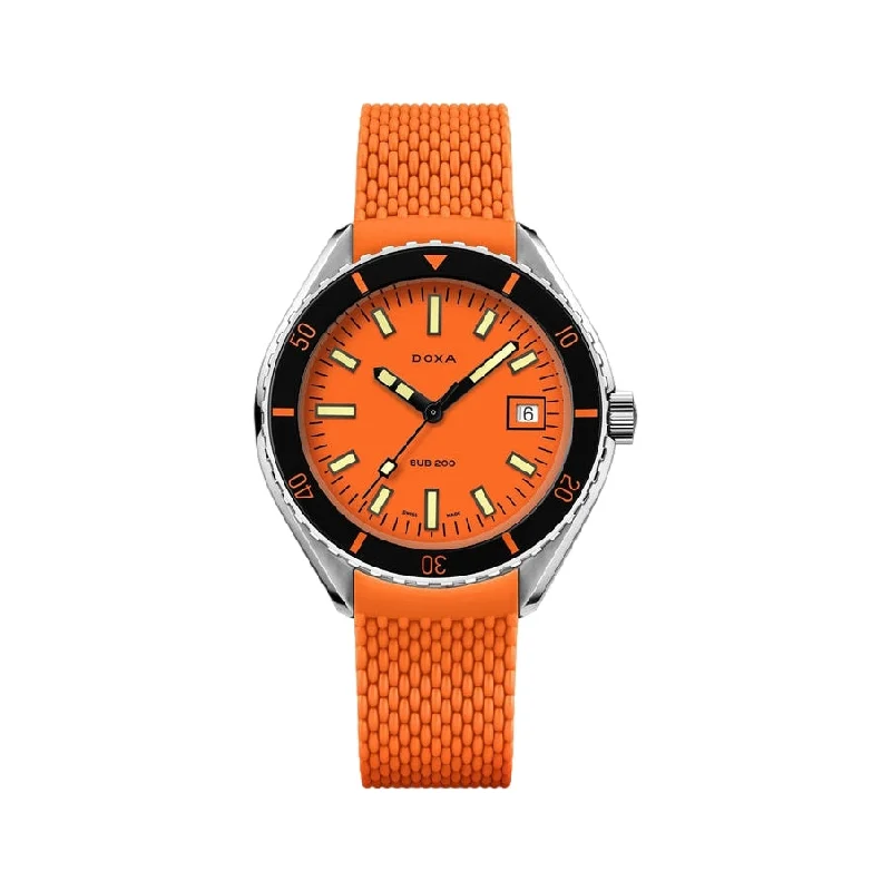 men's pilot watches for surfing -Sub 200 Professional Orange Dial on Rubber Strap, 42mm