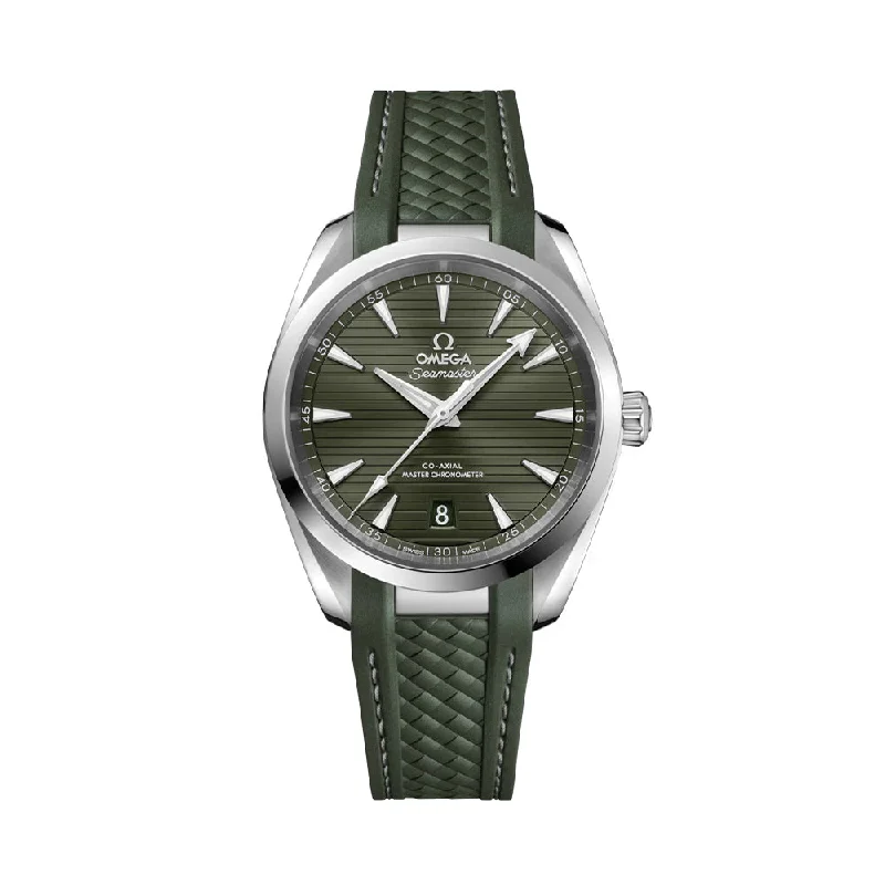 men's field watches with concave style design -Seamaster Aqua Terra 150M Co-Axial Master Chronometer 38 mm - Green on Strap