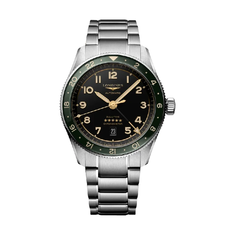men's automatic dive watches -Spirit Zulu Time 42mm Green Bezel on Bracelet