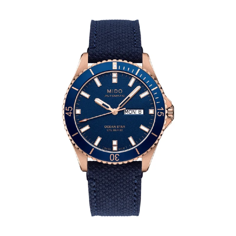 men's pilot watches with sleek design -Ocean Star Captain Blue Synthetic Strap