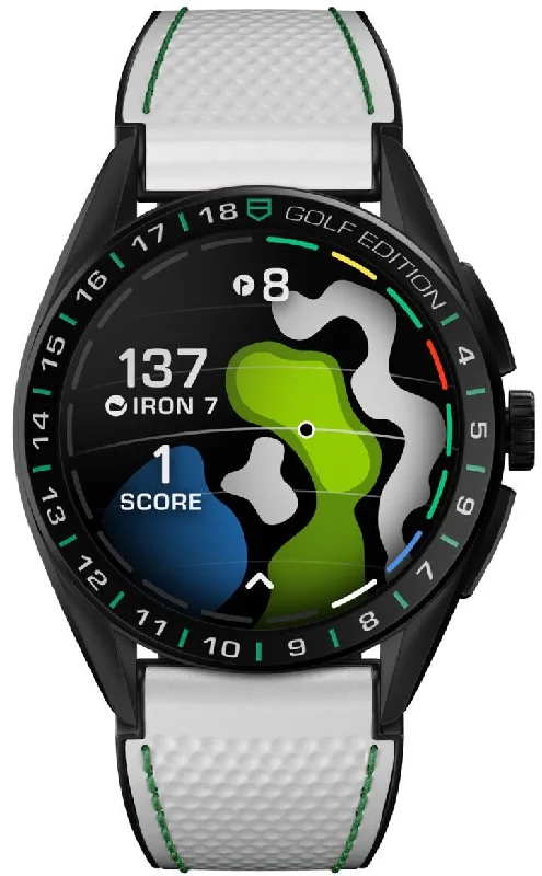 Mens Smart Watches Moon Phase Display-TAG Heuer Connected Calibre E4 45 Golf Edition Rubber