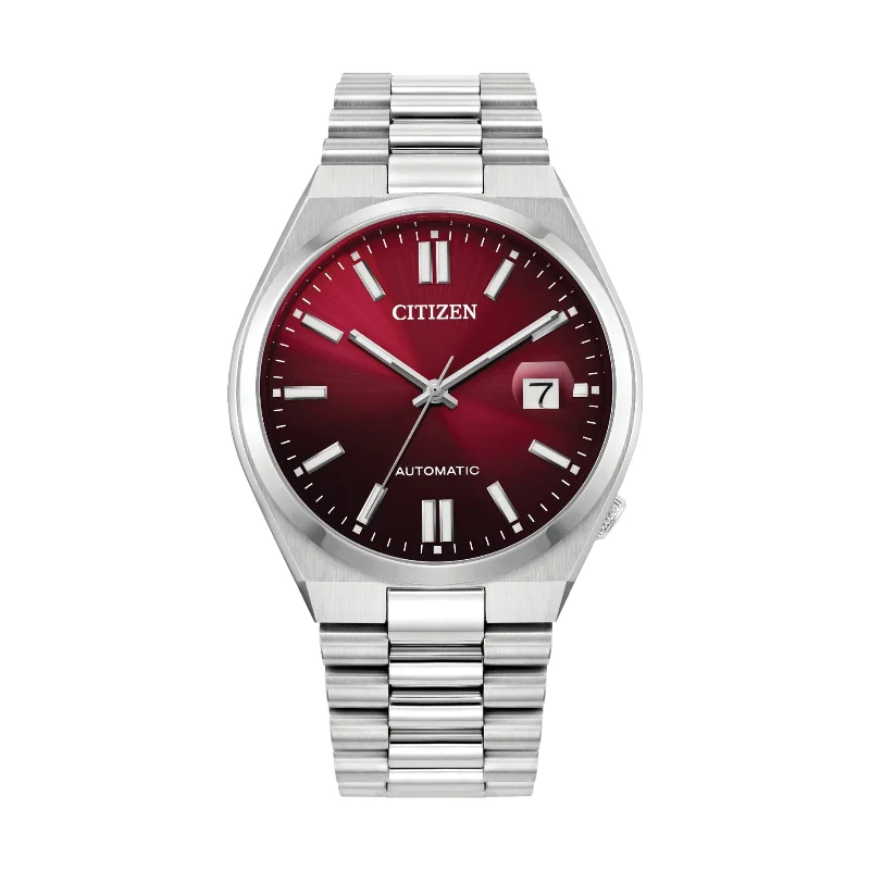 men's digital watches with moon phase -Tsuyosa Burgundy Dial, 40 mm