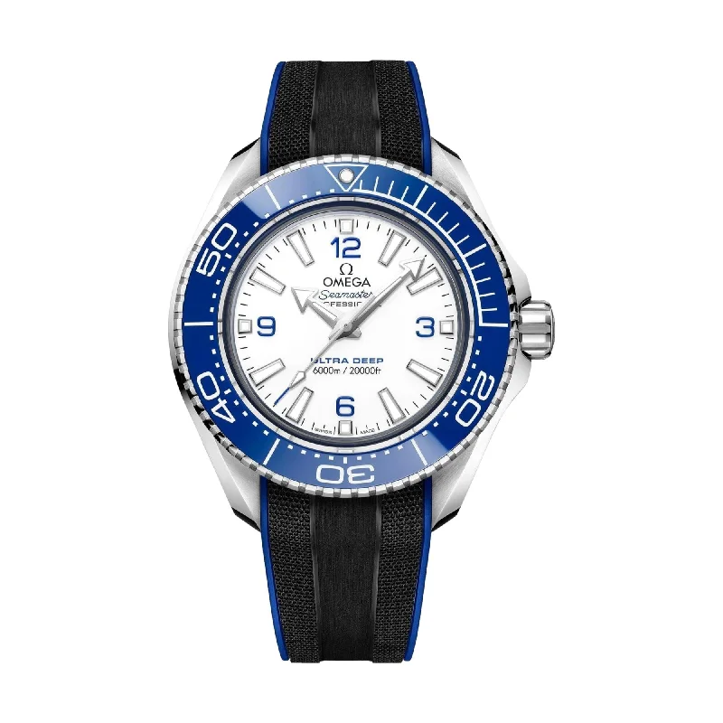 men's chronograph watches for boating -Seamaster Planet Ocean Ultra Deep 6000M Co-Axial Master Chronometer 45.5mm - White on Rubber Strap men's chronograph watches for boating -Seamaster Planet Ocean Ultra Deep 6000M Co-Axial Master Chronometer 45.5mm - White on Rubber Strap