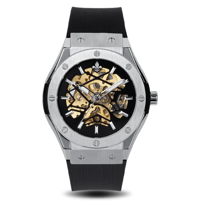 men's mechanical watches with tool-free strap change style -Prague Skeleton Automatic Deluxe - Silver men's mechanical watches with tool-free strap change style -Prague Skeleton Automatic Deluxe - Silver