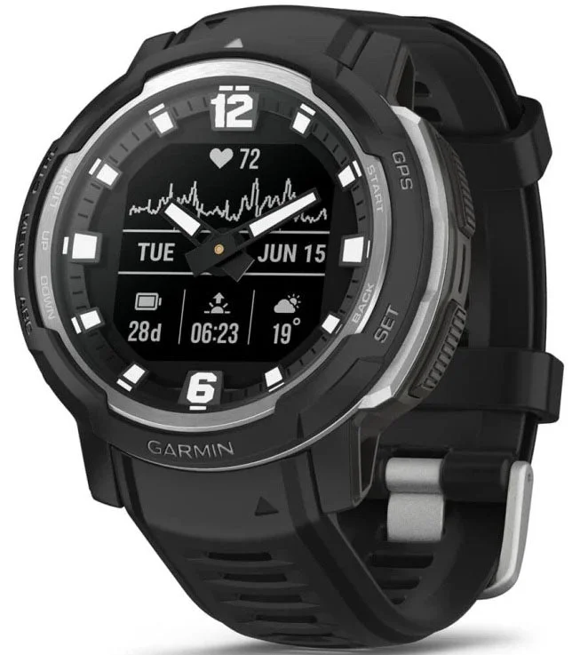 Smart Watches for Mens Customizable Watch Faces-Garmin Instinct Crossover Standard Edition Black