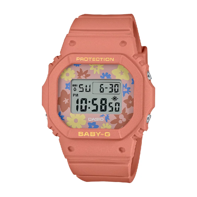 women's Casio shock-resistant watches -CASIO BABY-G BGD-565RP-4DR FLORAL THEME ORANGE WOMEN WATCH women's Casio shock-resistant watches -CASIO BABY-G BGD-565RP-4DR FLORAL THEME ORANGE WOMEN WATCH