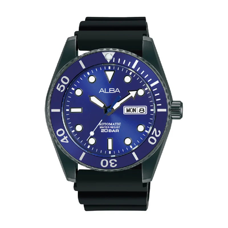 men's mechanical watches with intricate design -ALBA AL4361X MECHANICAL SILICONE STRAP MEN WATCH