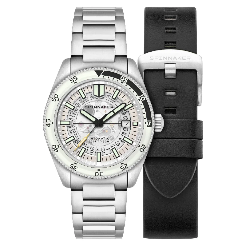 men's skeletonized watches for adventurous men -Spinnaker Fleuss Automatic Severn Edition Brilliant White men's skeletonized watches for adventurous men -Spinnaker Fleuss Automatic Severn Edition Brilliant White
