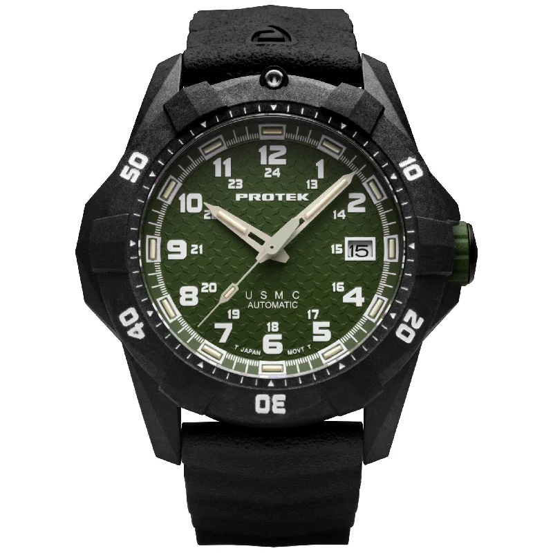 men's skeletonized watches for formal occasions -ProTek Carbon USMC Dive 1215 Automatic Green men's skeletonized watches for formal occasions -ProTek Carbon USMC Dive 1215 Automatic Green