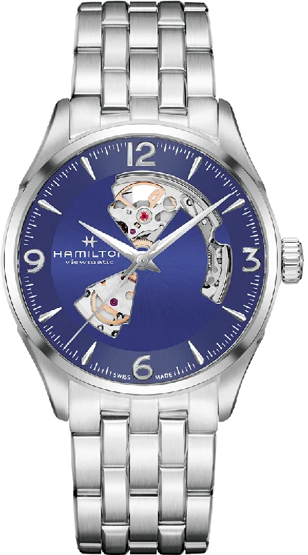 men's mechanical watches with Japanese SuperLuminova display function -Hamilton Jazzmaster Open Heart Mens
