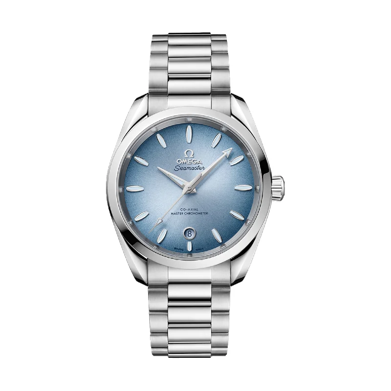 men's chronograph watches with spring drive style design -Seamaster Aqua Terra Shades 150M Co-Axial Master Chronometer 38 mm - Summer Blue men's chronograph watches with spring drive style design -Seamaster Aqua Terra Shades 150M Co-Axial Master Chronometer 38 mm - Summer Blue
