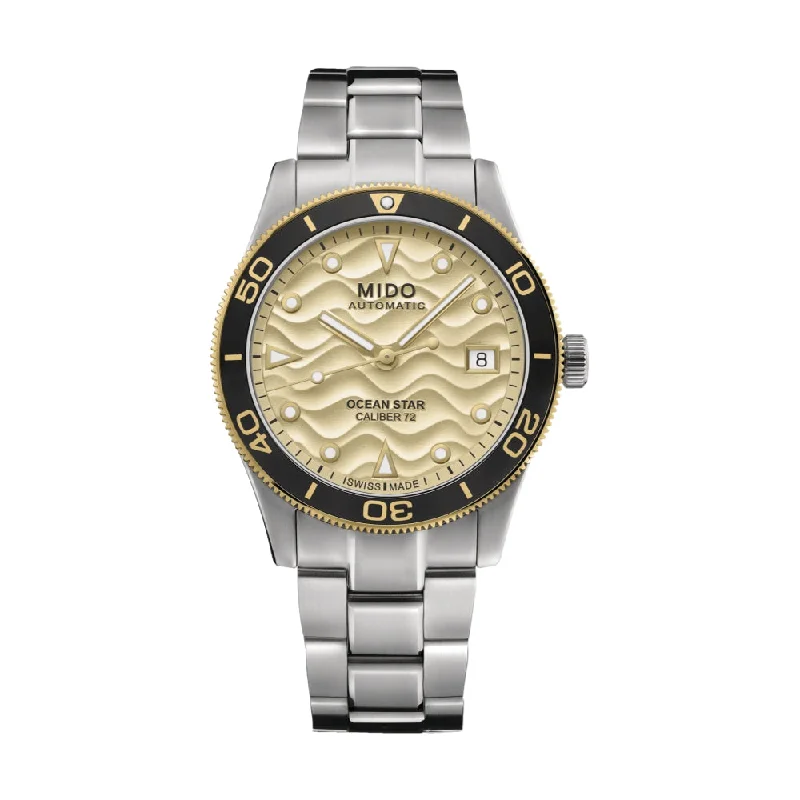 men's digital watches for water sports -Ocean Star Champagne Dial PVD,  39mm