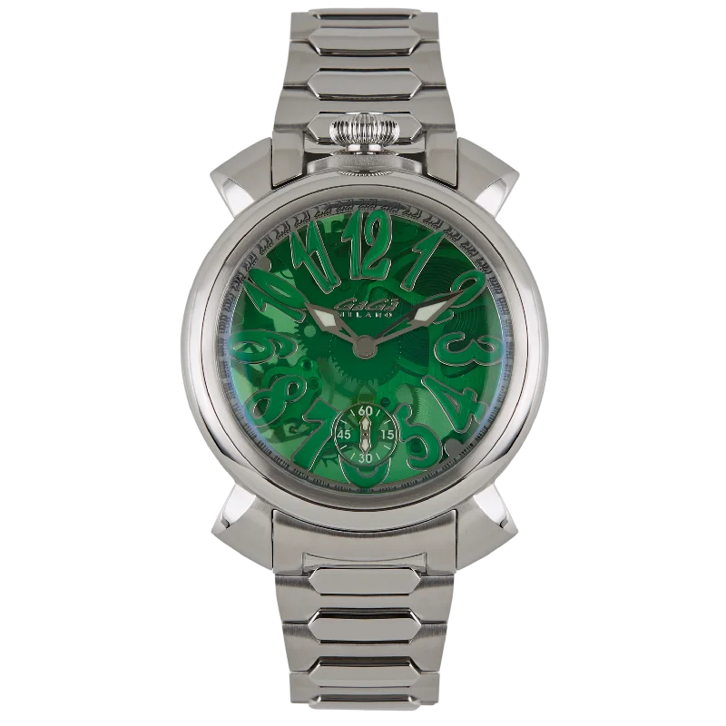 Unisex Hand-Wound Style Watches-GaGà Milano Watch Manuale Forty-Four 44mm Skeleton Steel Green Unisex Hand-Wound Style Watches-GaGà Milano Watch Manuale Forty-Four 44mm Skeleton Steel Green