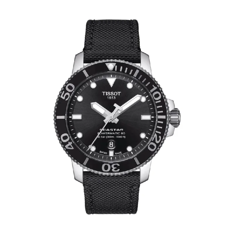 men's dive watches for outdoor activities -Seastar 1000 Powermatic 80 Black Dial Fabric Strap men's dive watches for outdoor activities -Seastar 1000 Powermatic 80 Black Dial Fabric Strap