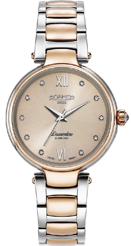 women's mechanical watches with logo engraving display function -Roamer Watch Dreamline Rose Sunray Diamond women's mechanical watches with logo engraving display function -Roamer Watch Dreamline Rose Sunray Diamond