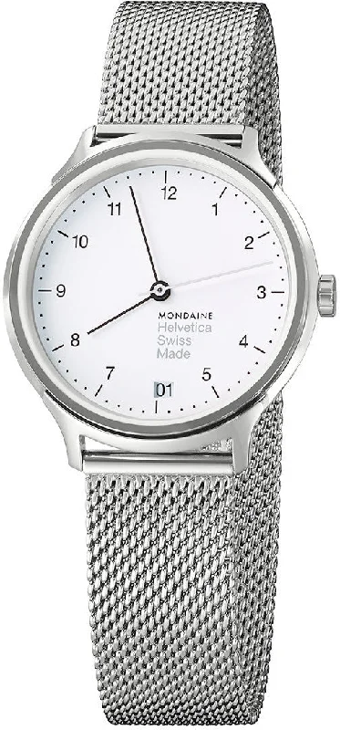 Women Mondaine watches with stainless steel case -Mondaine Watch Helvetica No1 Regular 33 D