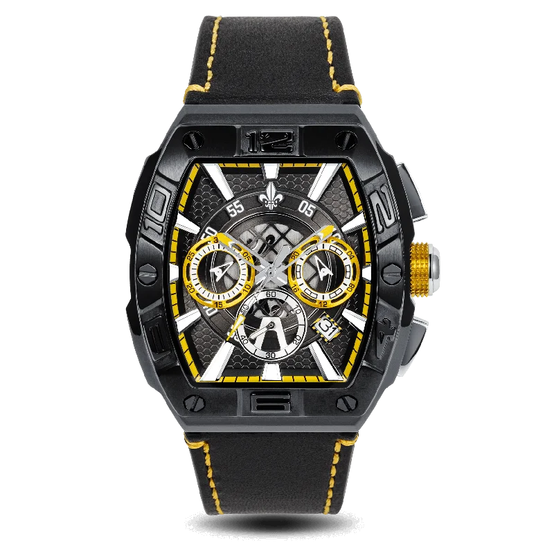 men's chronograph watches with tide style design -The Intrepid Chronograph - Black and Yellow men's chronograph watches with tide style design -The Intrepid Chronograph - Black and Yellow