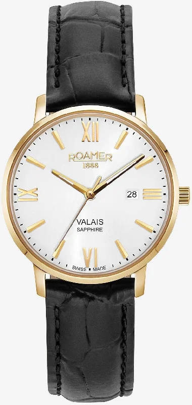 women's mechanical watches with leather style straps for formal events -Roamer Valais Ladies women's mechanical watches with leather style straps for formal events -Roamer Valais Ladies