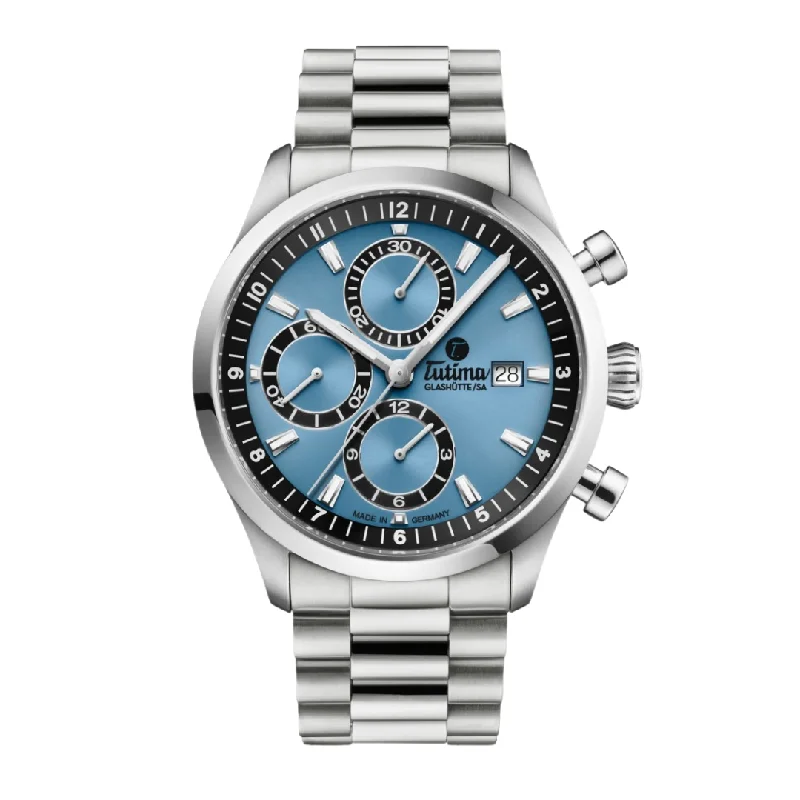 men's chronograph watches with rubber style straps -[PRE-ORDER] TUTIMA GLASHÜTTE SKY CHRONOGRAPH T5 6405-30 AUTOMATIC MEN WATCH