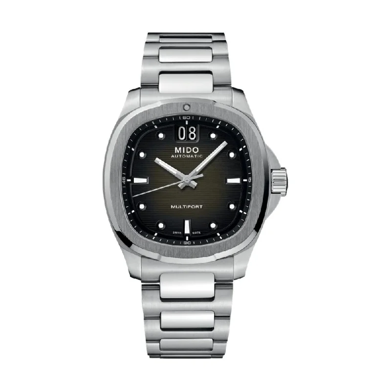 men's field watches with self-winding style design -Multifort TV Big Date Grey on Bracelet