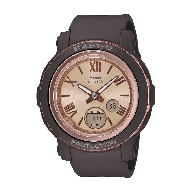 women's Casio sporty design watches -CASIO BABY-G BGA-290-5ADR STANDARD ANALOG-DIGITAL BROWN WATCH