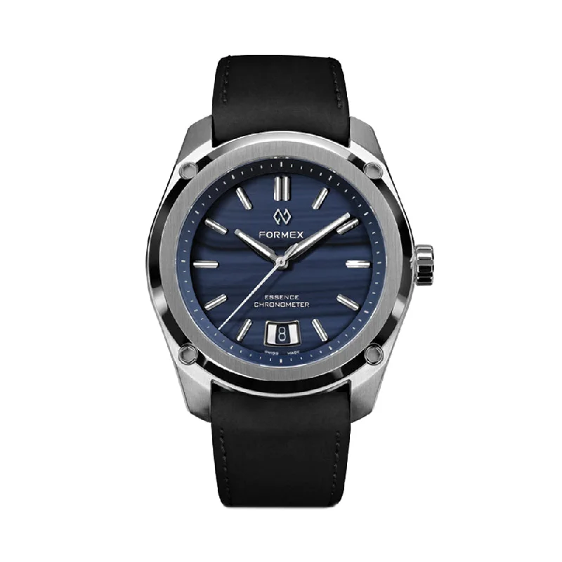 men's automatic GMT watches -Essence Chronometer "Blue Agate" 39mm - Blue on Black Leather Strap men's automatic GMT watches -Essence Chronometer "Blue Agate" 39mm - Blue on Black Leather Strap
