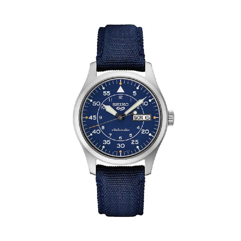 men's chronograph watches with kinetic design -SRPH31 Seiko 5 Sports 39.4mm - Blue on Fabric Strap men's chronograph watches with kinetic design -SRPH31 Seiko 5 Sports 39.4mm - Blue on Fabric Strap