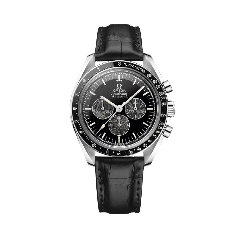 German-engineering dress-Speedmaster Caliber 321 Platinum 42mm - Black on Leather Strap