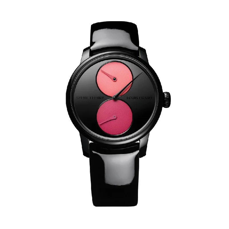 men's chronograph watches with luminescent design -Louis Erard x Sylvie Fleury Le Régulateur "Palette of Shadows" 39mm - Black on Leather Strap men's chronograph watches with luminescent design -Louis Erard x Sylvie Fleury Le Régulateur "Palette of Shadows" 39mm - Black on Leather Strap