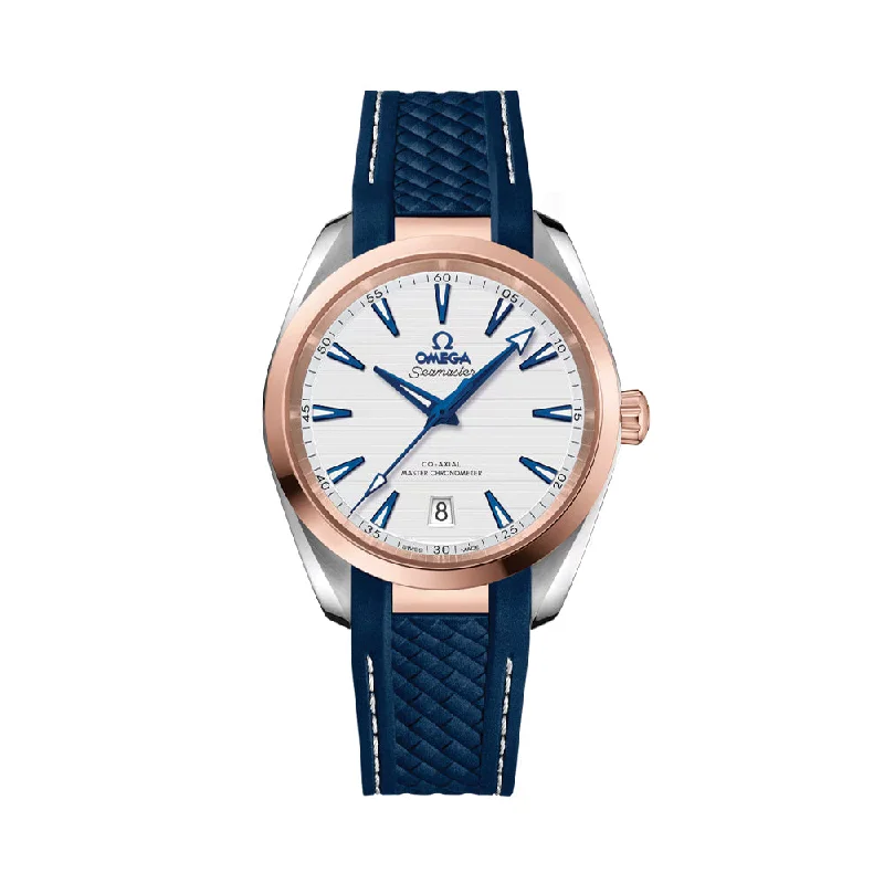 men's dive watches with acrylic glass -Seamaster Aqua Terra 150M Co-Axial Master Chronometer Sedna™ Gold 38mm - Silver on Rubber Strap men's dive watches with acrylic glass -Seamaster Aqua Terra 150M Co-Axial Master Chronometer Sedna™ Gold 38mm - Silver on Rubber Strap