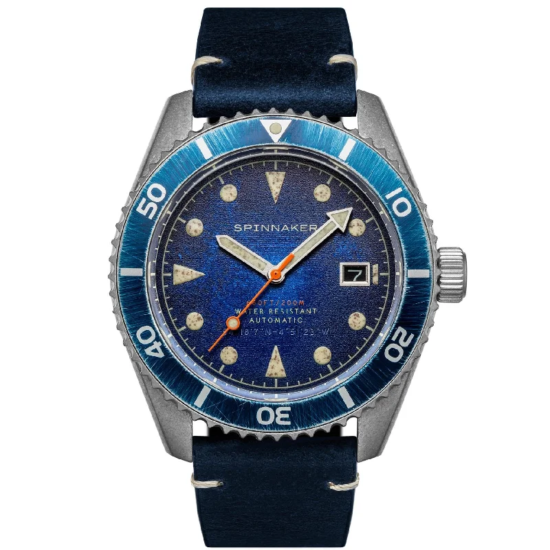 men's skeletonized watches with bold design elements -Spinnaker Wreck Automatic Oxidized Blue
