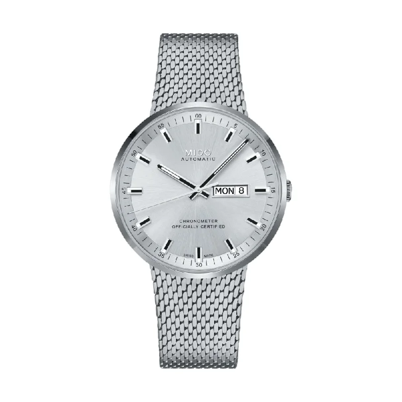 men's pilot watches with quick-release straps -Commander Icône Silver