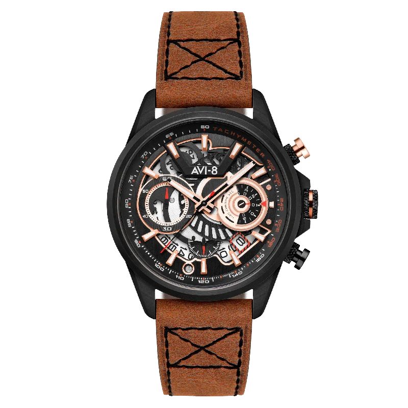 men's pilot watches with retro style design -AVI-8 Hawker Harrier Matador Chronograph Desert Black
