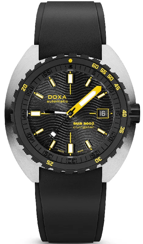men's skeleton mechanical watches -Doxa SUB 300 Beta Ceramic Steel Divingstar Rubber Black