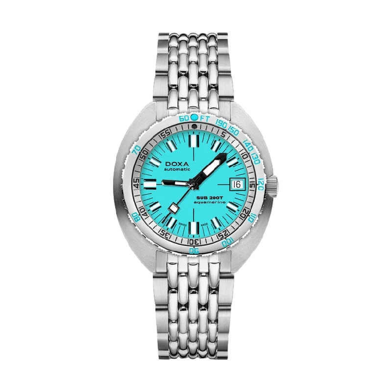 men's chronograph watches with nylon straps -Sub 200T Aquamarine Turquoise Dial on Bracelet, 39mm men's chronograph watches with nylon straps -Sub 200T Aquamarine Turquoise Dial on Bracelet, 39mm