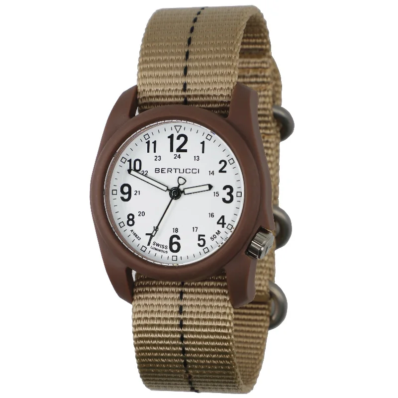 men's field watches with vintage style design -Bertucci DX3 Plus Vintage Drab Khaki men's field watches with vintage style design -Bertucci DX3 Plus Vintage Drab Khaki