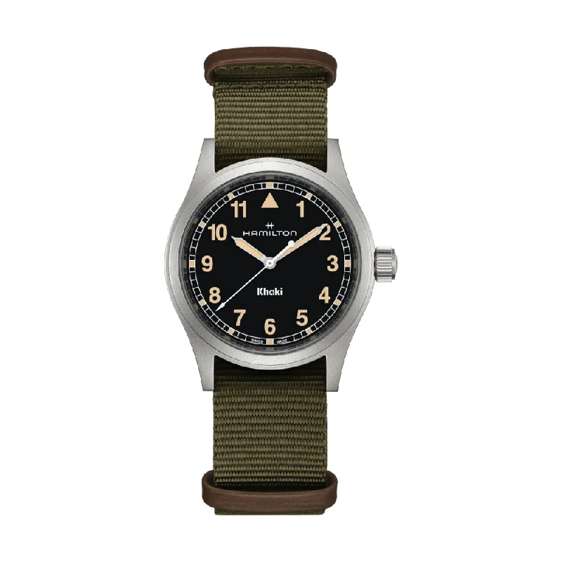 men's pilot watches for boating -Khaki Field Quartz Black Dial, 38mm