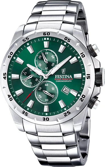 men's chronograph watches with hand-wound style design -Festina Chronograph Date Mens