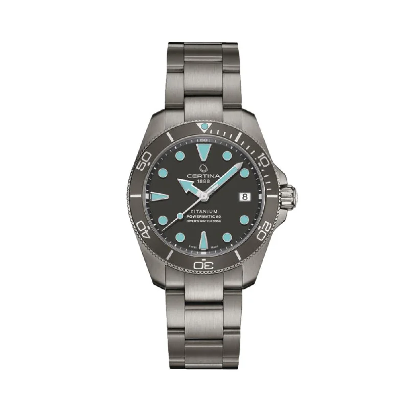 men's chronograph watches with special edition design -DS Action Diver Powermatic 80 Titanium 38mm - Grey on Bracelet men's chronograph watches with special edition design -DS Action Diver Powermatic 80 Titanium 38mm - Grey on Bracelet