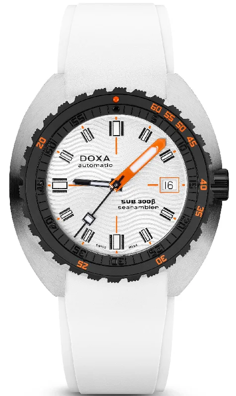 best men's mechanical watches -Doxa SUB 300 Beta Ceramic Steel Searambler Rubber White