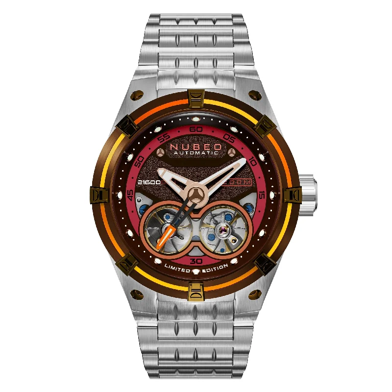 men's skeletonized watches with oversized dial -Nubeo Galileo Automatic Coffee Brown Limited Edition