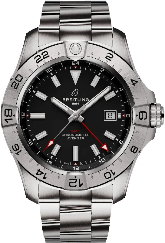 men's mechanical watches with high precision -Breitling Avenger Automatic GMT 44 Black Bracelet