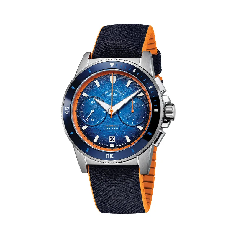 men's dive watches with automatic style -Sportivo Active Chronograph 42.5mm - Blue on Canvas-Rubber Strap