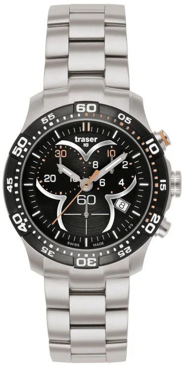 women's mechanical watches with BGW9 SuperLuminova design -Traser H3 Watch T73 Ladytime Chronograph Black