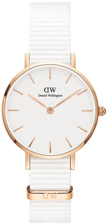 women's mechanical watches with domed design -Daniel Wellington Watch Petite Dover White 28mm