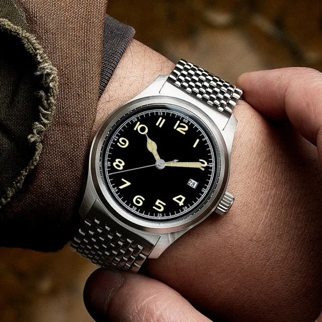 men's pilot watches with metal straps -Ironwatch 38mm Military Pilot Watch