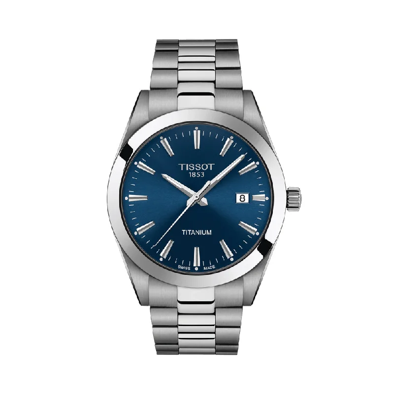 power-reserve indicators-Gentleman Quartz Titanium Blue Dial