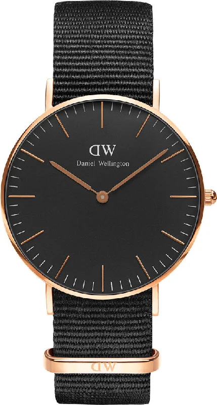 women's mechanical watches with tritium display -Daniel Wellington Watch Classic Black Cornwall 36mm